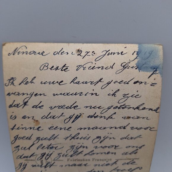 Vintage French Postcard Romantic Couple Floral Accents Handwritten 1919 Paris Ch - Picture 5 of 5